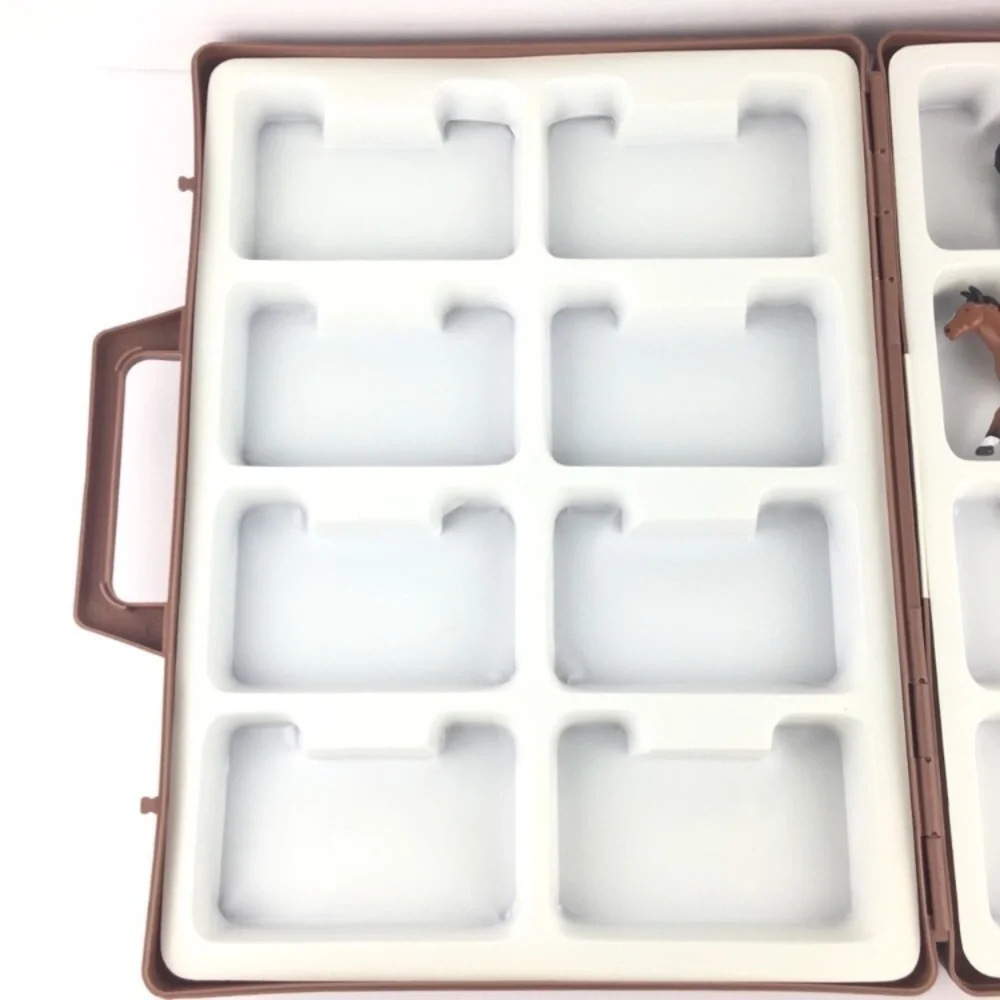 VINTAGE Horses Carry Case 6 Figurines 90s FunRise Plastic Toys Western Ranch